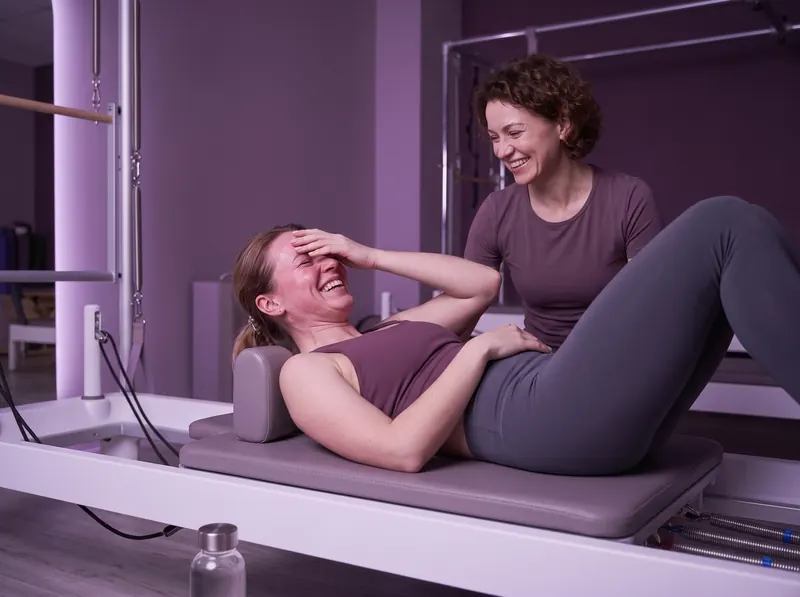 Pilates in Limassol: laughing between exercises on the reformer