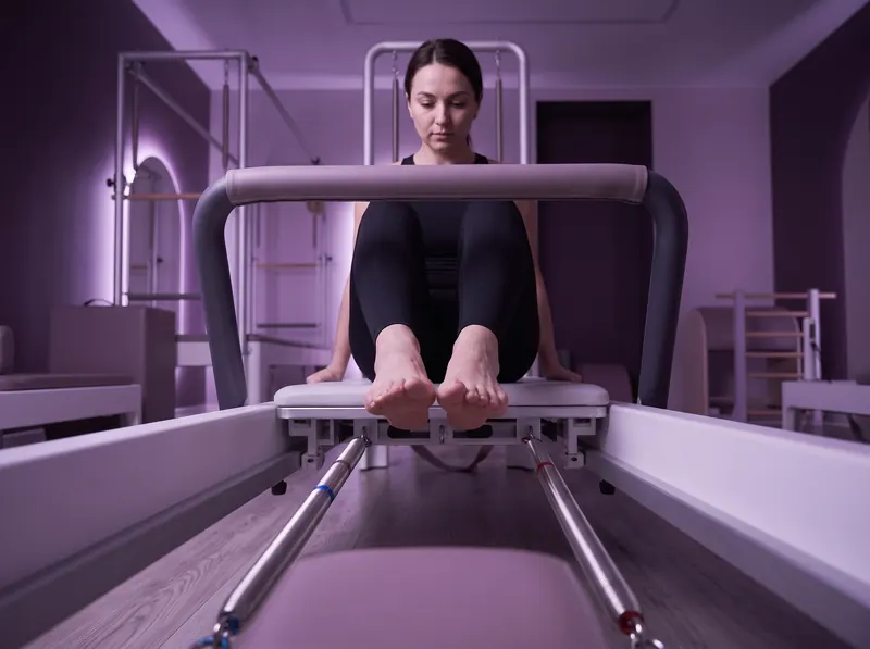 Pilates for beginners in Limassol: footwork on the reformer